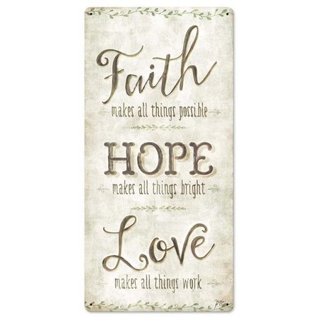 PENNY LANE Penny Lane LANE177 12 x 24 in. Faith Hope Love Satin Sign LANE177